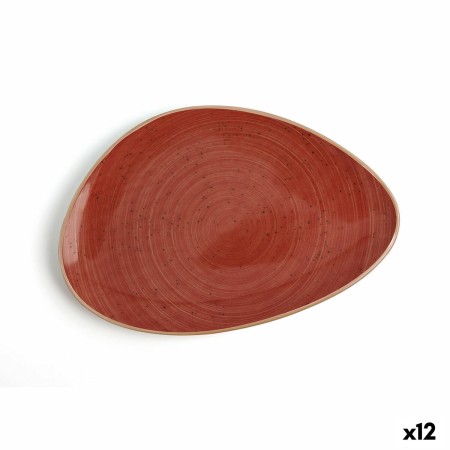 Plato Llano Ariane Terra Triangular Cerámica Rojo (Ø 21 cm) (12 Unidades)