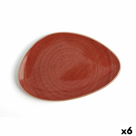 Plato Llano Ariane Terra Triangular Cerámica Rojo (Ø 29 cm) (6 Unidades)