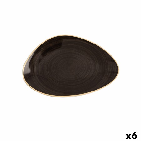Plato Llano Ariane Terra Triangular Cerámica Marrón (Ø 29 cm) (6 Unidades)