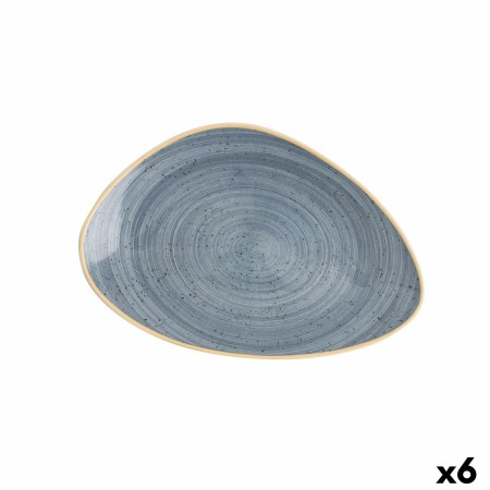 Plato Llano Ariane Terra Triangular Cerámica Azul (Ø 29 cm) (6 Unidades)