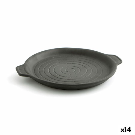 Assiette plate Quid Avec des poignées Céramique Noir (17 x 14 cm) (14 Unités)