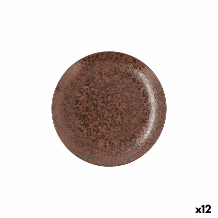 Assiette plate Ariane Oxide Céramique Marron (Ø 21 cm) (12 Unités)