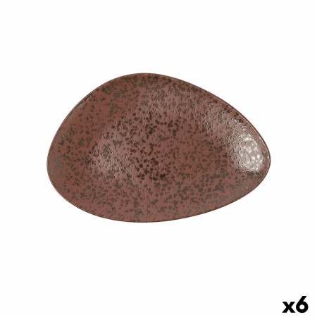 Plato Llano Ariane Oxide Triangular Cerámica Marrón (Ø 29 cm) (6 Unidades)