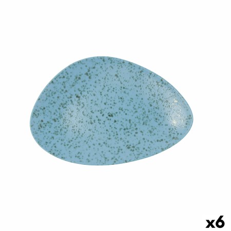 Plato Llano Ariane Oxide Triangular Cerámica Azul (Ø 29 cm) (6 Unidades)