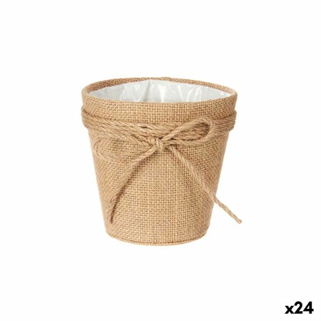 Cache-pot 12,5 x 12 x 12,5 cm Lien Marron Tissu Plastique (24 Unités)