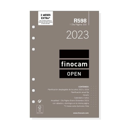 Agenda Finocam OPEN R598 Recambio 2023 (11,7 x 18,1 cm)