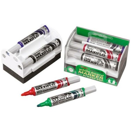 Ensemble de Marqueurs Pentel Maxiflo Effaceur de tableau 4 Pièces