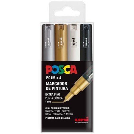 Set de Marcadores POSCA PC-1M BWSG 4 Piezas