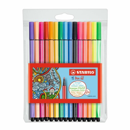 Ensemble de Marqueurs Stabilo Pen 68 Standard + Neon Multicouleur 15 Pièces