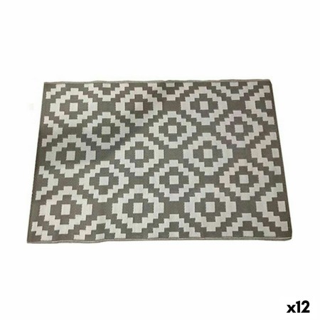 Alfombra Gris Blanco Plástico (179 x 120 x 0,5 cm) (12 Unidades)