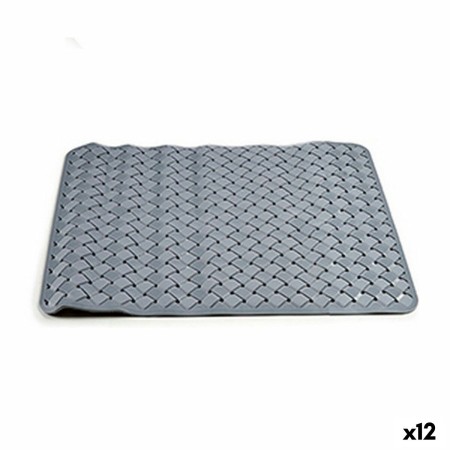 Tapis de bain Tressé Gris PVC (0,03 x 50 x 50 cm) (12 Unités)