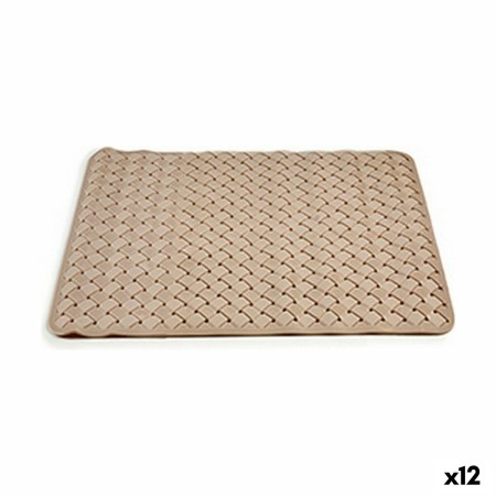 Tapis de bain Tressé Beige PVC (0,03 x 50 x 50 cm) (12 Unités)