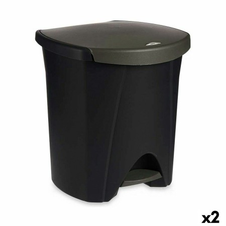 Poubelle à pédale Anthracite 48 L polypropylène (39 x 44 x 40 cm) (2 Unités)