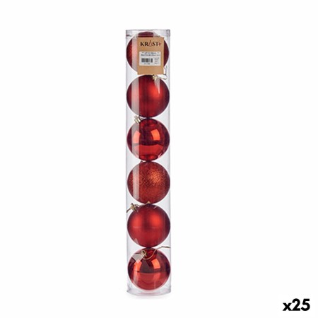 Ensemble de boules de Noël Rouge PVC (8 x 9 x 8 cm) (25 Unités)