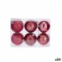 Set de Bolas de Navidad Rosa PVC (Ø 8 cm) (24 Unidades)