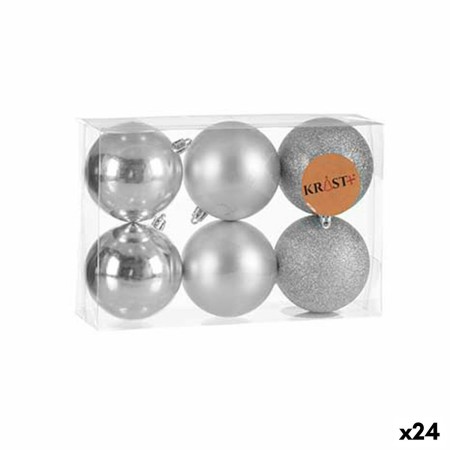 Set de Bolas de Navidad Plateado Plástico (8 x 9 x 8 cm) (24 Unidades)