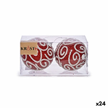 Set de Bolas de Navidad Ø 10 cm Rojo PVC (24 Unidades)