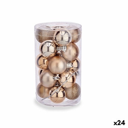 Set de Bolas de Navidad Plástico Champagne (4 x 5 x 4 cm) (24 Unidades)