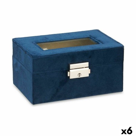 Caja para Relojes Azul Metal Terciopelo (16 x 8,5 x 11 cm) (6 Unidades)