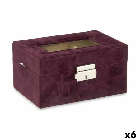 Boîte à montres Métal Velours Bordeaux (16 x 8,5 x 11 cm) (6 Unités)