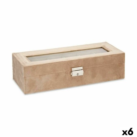 Caja para Relojes Metal Marrón Terciopelo (30,5 x 8,5 x 11,5 cm) (6 Unidades)