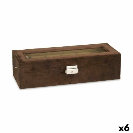 Caja para Relojes Metal Marrón Terciopelo (30,5 x 8,5 x 11,5 cm) (6 Unidades)