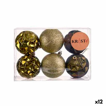 Ensemble de boules de Noël Ø 7 cm Vert PVC (12 Unités)