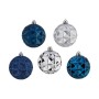 Ensemble de boules de Noël Ø 7 cm Argenté Bleu (4 Unités)