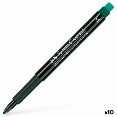 Marqueur permanent Faber-Castell Multimark 1525 M Vert (10 Unités)