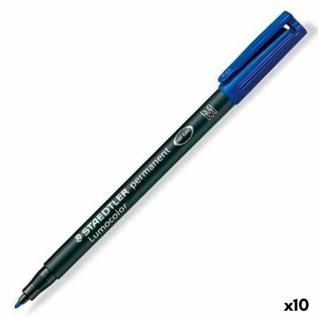 Marqueur permanent Staedtler Lumocolor 317-3 M Bleu (10 Unités)