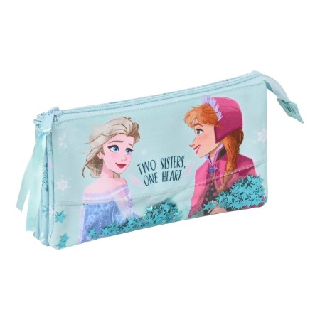 Trousse Fourre-Tout Triple Frozen One heart Vert turquoise (22 x 12 x 3 cm)