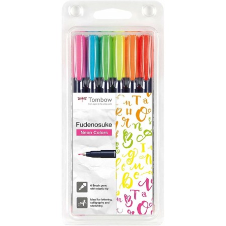 Ensemble de Marqueurs Tombow Fudenosuke Multicouleur 6 Pièces