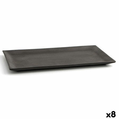 Bandeja de Aperitivos Quid Mineral Cerámica Negro (15 x 30 cm) (8 Unidades)