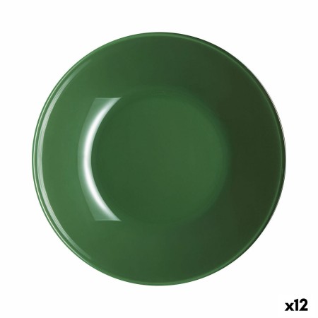 Plato Hondo Luminarc Arty Verde Vidrio (20 cm) (12 Unidades)