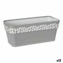 Jardinera Autorriego Cloe Gris Blanco Plástico (13,3 x 12,3 x 29,3 cm) (12 Unidades)