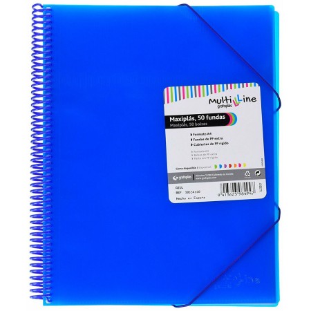 Carpeta Clasificadora Grafoplas Maxiplás Azul A4 Espiral