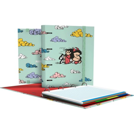 Carpeta de anillas Grafoplas Carpebook Mafalda Verde Claro A4