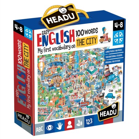 Puzzle Infantil HEADU Easy English 100 Words The City	 Inglés