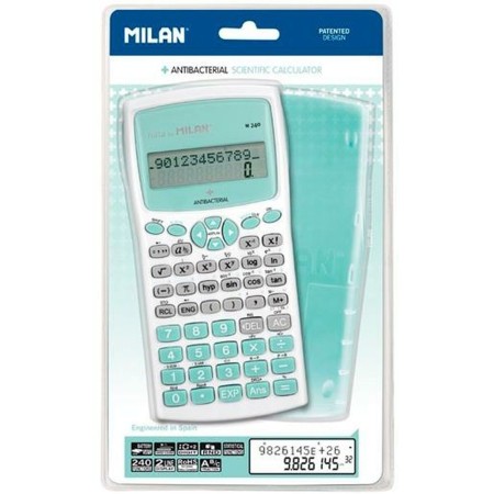 Calculadora Científica Milan M240 Antibacterial Edition Turquesa Blanco (16,7 x 8,4 x 1,9 cm)