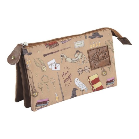 Trousse Fourre-Tout Triple Harry Potter Marron