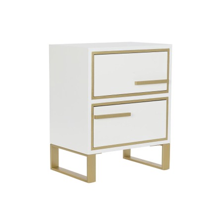 Table de Nuit DKD Home Decor Doré Métal Blanc Bois MDF (45 x 30 x 56 cm)