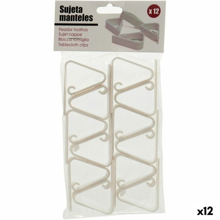 Pinza Sujeta Manteles Blanco Plástico (5,5 x 4,5 x 1,5 cm) (12 Unidades)