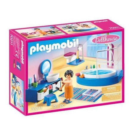 Playset Dollhouse Bathroom Playmobil 70211 Baños (51 pcs)