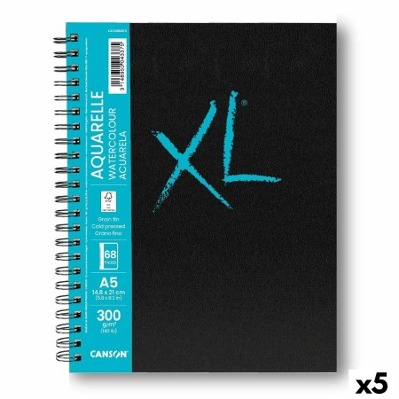 Bloc-notes Canson XL Aquarelle 34 Volets A5 Blanc 5 Unités 300 g/m²