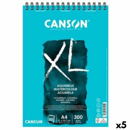 Bloc-notes Canson XL Aquarelle 20 Volets A5 Blanc 5 Unités 300 g/m²