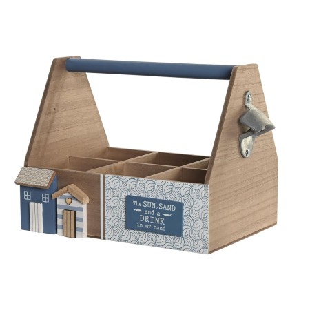 Range Bouteilles DKD Home Decor Naturel Bleu Bois MDF (26 x 18 x 21 cm)