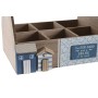 Range Bouteilles DKD Home Decor Naturel Bleu Bois MDF (26 x 18 x 21 cm)