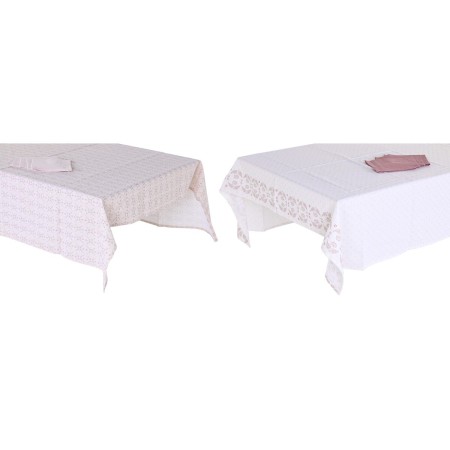 Nappe et serviettes de table DKD Home Decor Rose Blanc (150 x 250 x 0,5 cm) (2 Unités)