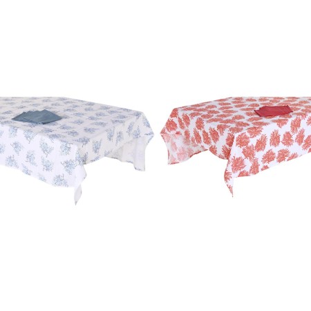 Nappe et serviettes de table DKD Home Decor Bleu Fuchsia Blanc (150 x 250 x 0,5 cm) (2 Unités)