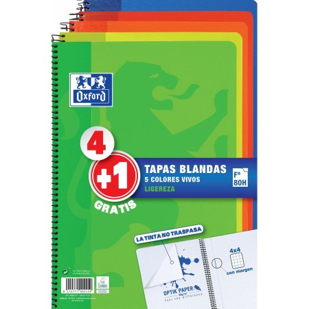 Cuaderno Oxford Multicolor 80 Hojas Din A4 (5 Unidades)